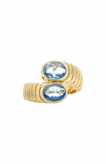 London Blue Cubic Zirconia Crossover Ring