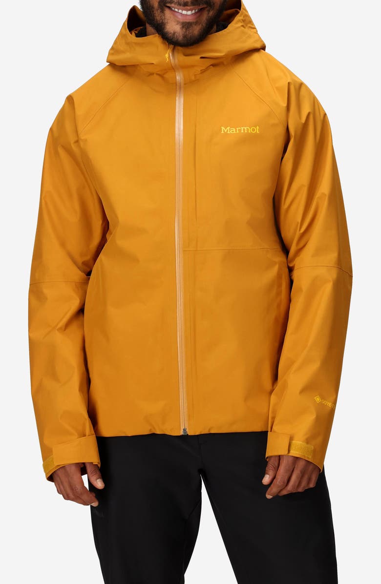 Marmot Waypoint Gore-Tex<sup>®</sup> Waterproof Hooded Jacket, Main, color, Honey Glaze