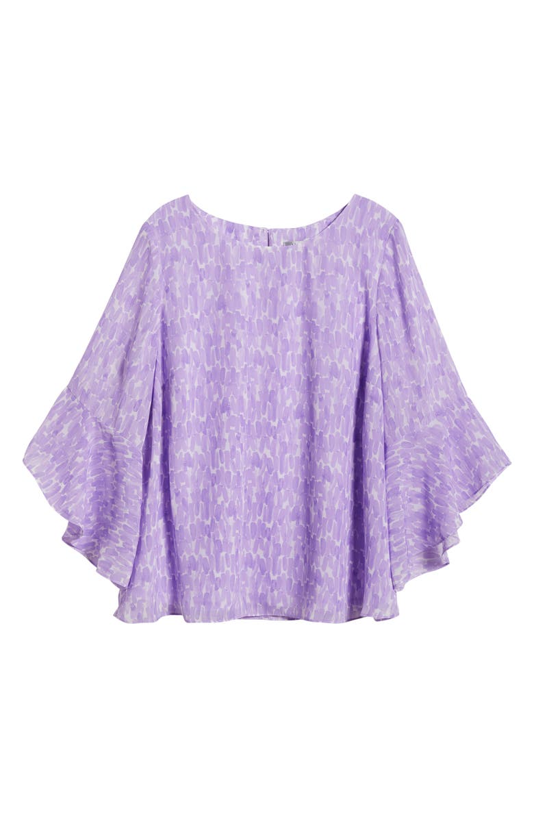 KASPER Abstract Print Ruffle Sleeve Chiffon Top, Alternate, color, 