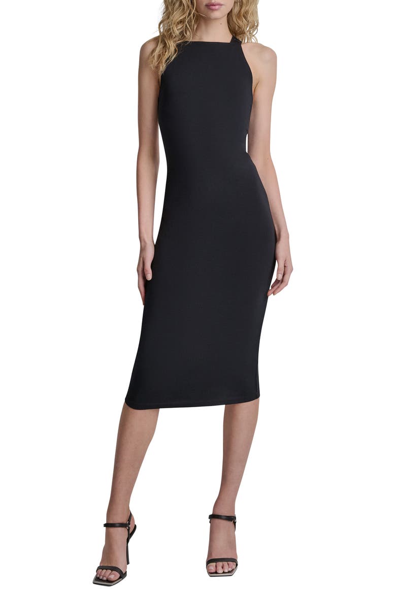 Logo Sleeveless Midi Body-Con Dress, Main, color, BLACK