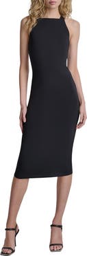 DKNY Logo Sleeveless Midi Body-Con Dress