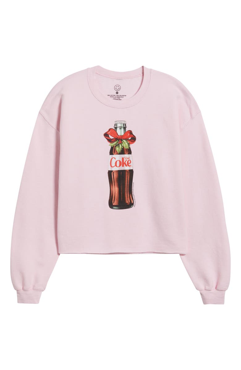 Junk Food Diet Coke Bottle Bow Fleece Sweatshirt, Alternate, color, Light Pink