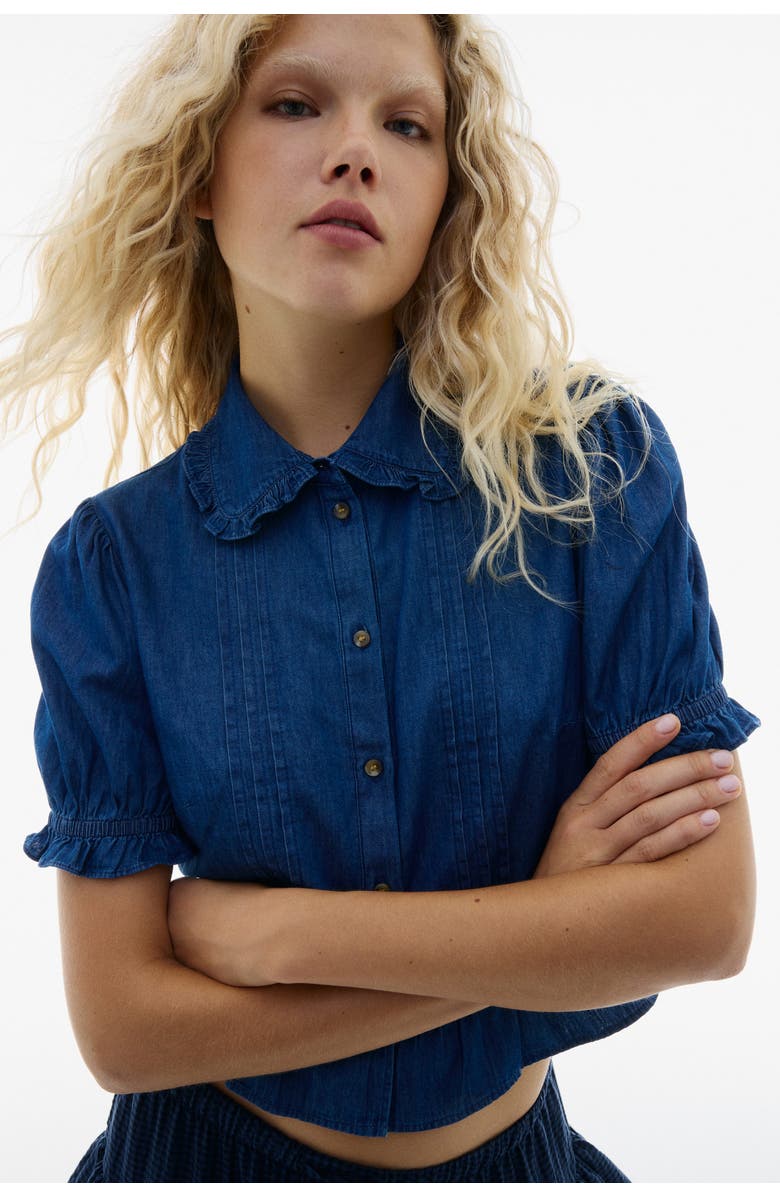 H&M Denim Blouse, Alternate, color, Denim Blue
