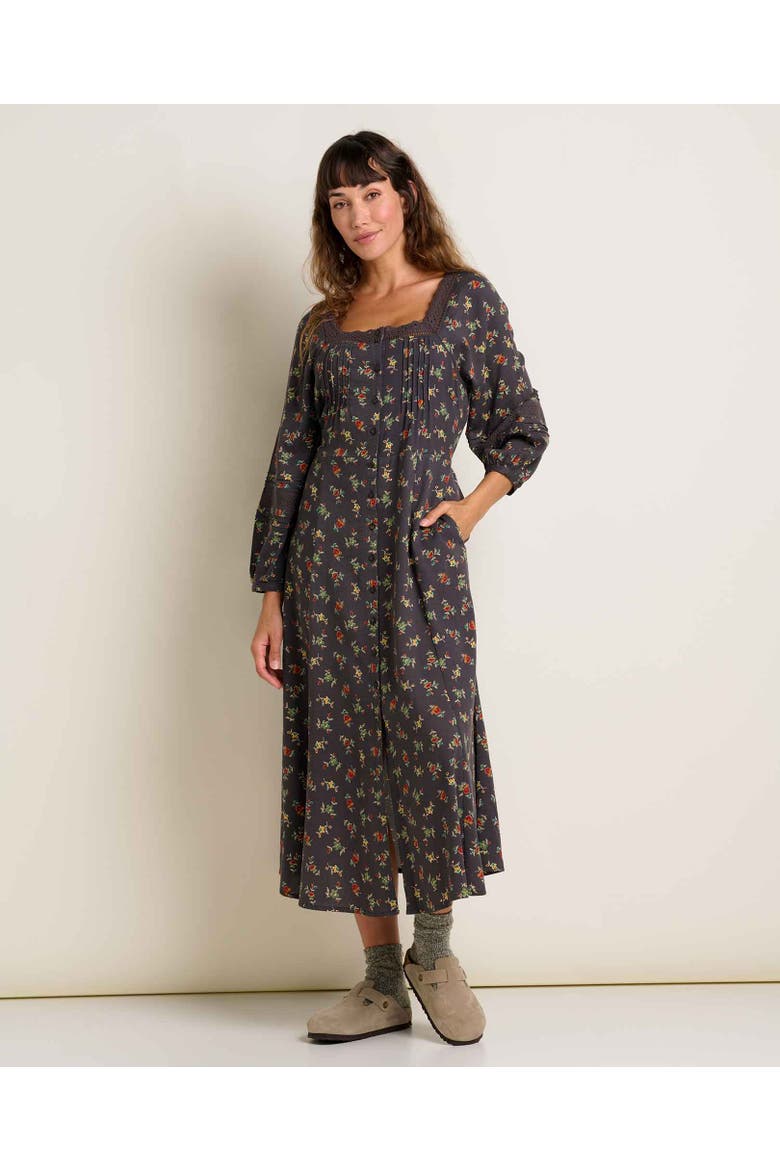 Manzana Square Neck Long Sleeve Dress, Main, color, Soot Graphic Print