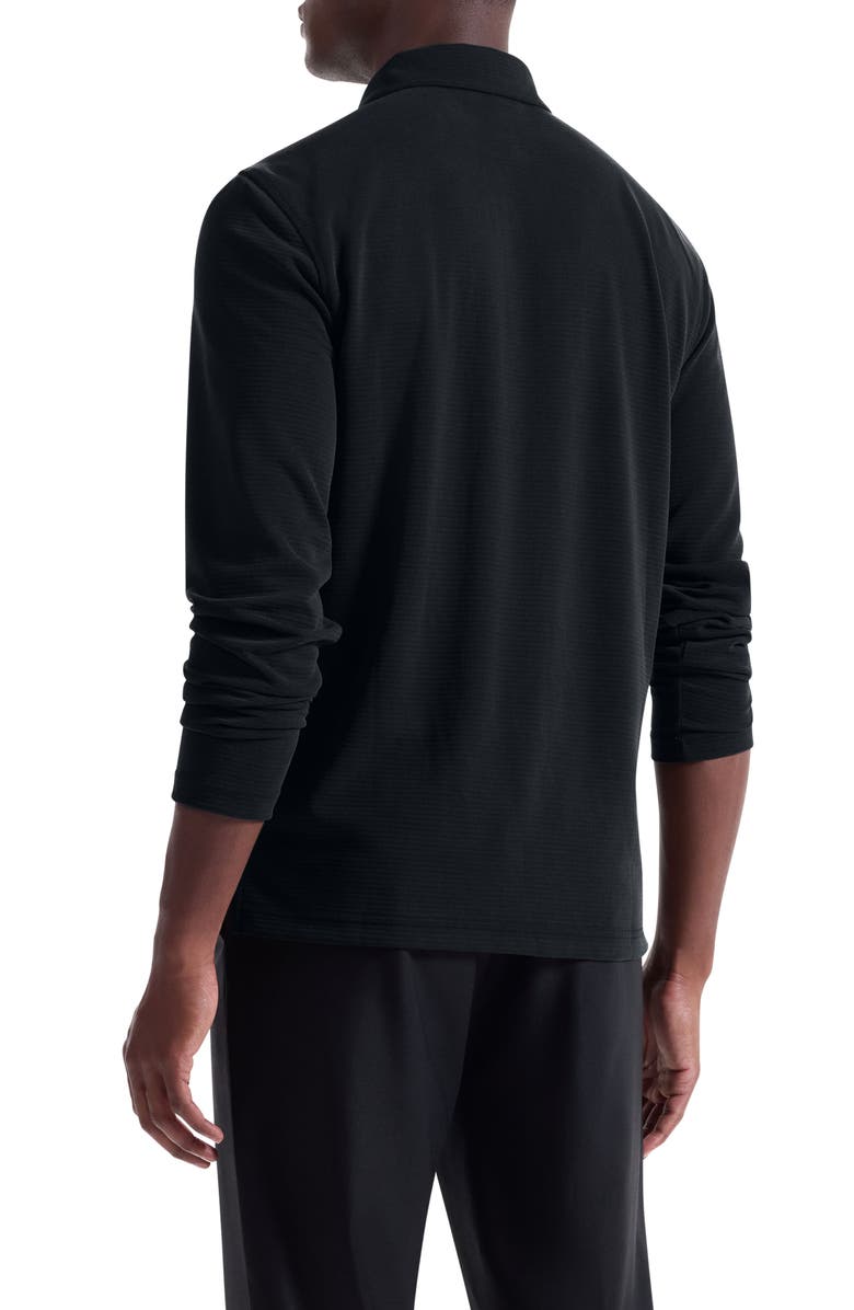 Bugatchi Ottoman Rib Half Zip Long Sleeve Polo, Alternate, color, Black