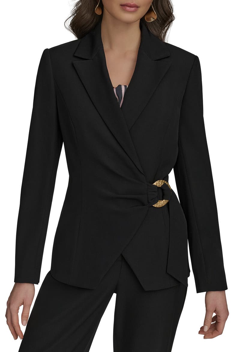 Hardware Side Tie Blazer, Main, color, BLACK
