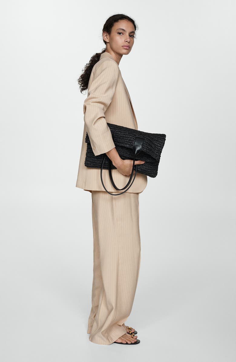 MANGO Pinstripe Pants, Alternate, color, Beige