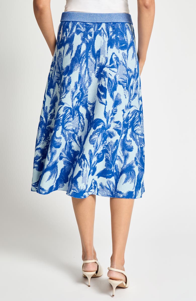 Misook Heritage Fit Floral Jacquard Midi Skirt, Alternate, color, Aegean Blue/ Aquatic