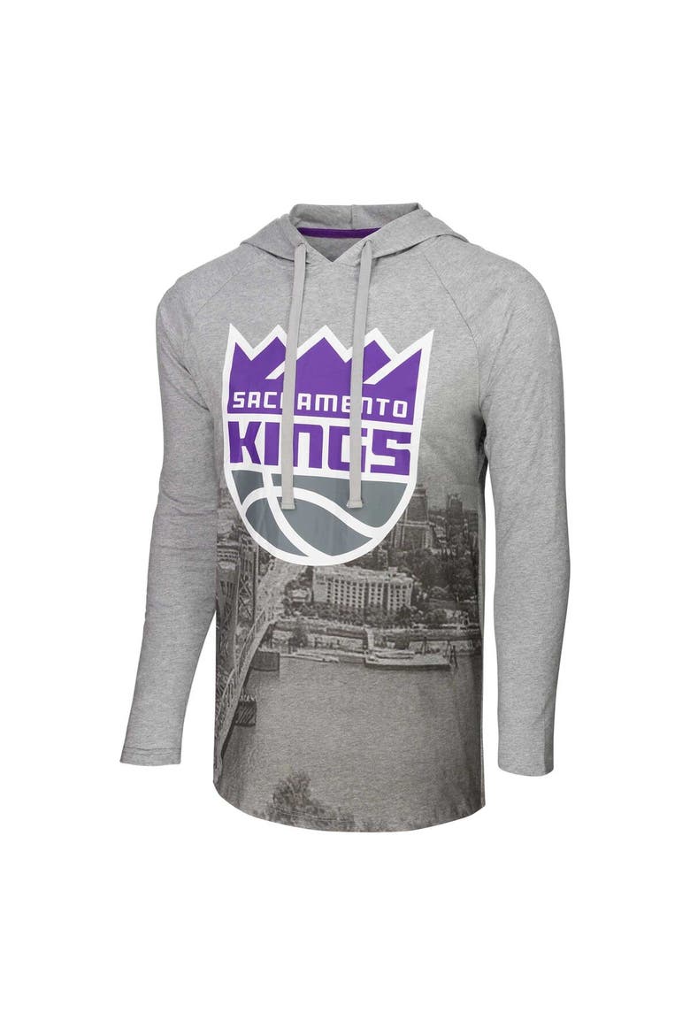 Men's Stadium Essentials Heather Gray Sacramento Kings Atrium Raglan Long Sleeve Hoodie T-Shirt, Alternate, color, Heather Gray