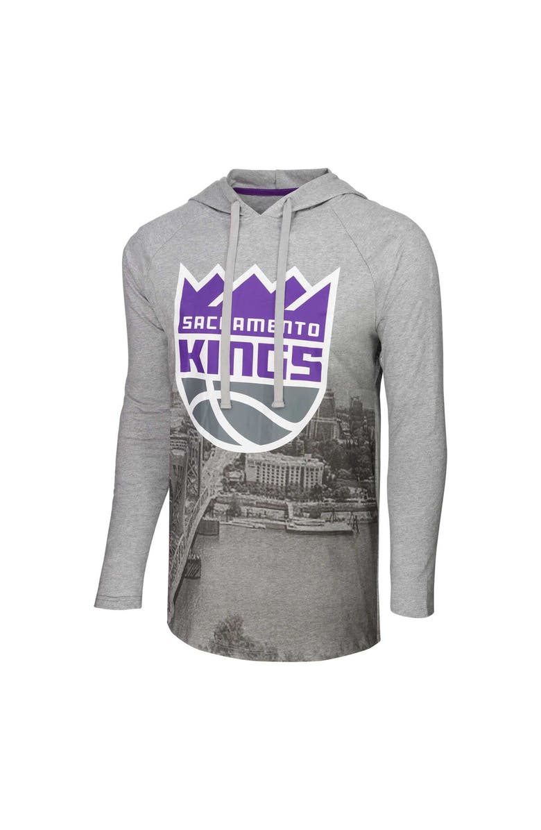 Stadium Essentials Men's Stadium Essentials Heather Gray Sacramento Kings Atrium Raglan Long Sleeve Hoodie T-Shirt, Alternate, color, Heather Gray