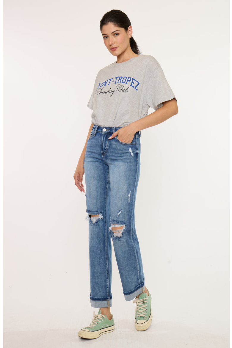 Carrie Essentials Mid Rise True Straight Jeans, Alternate, color, Medium Wash