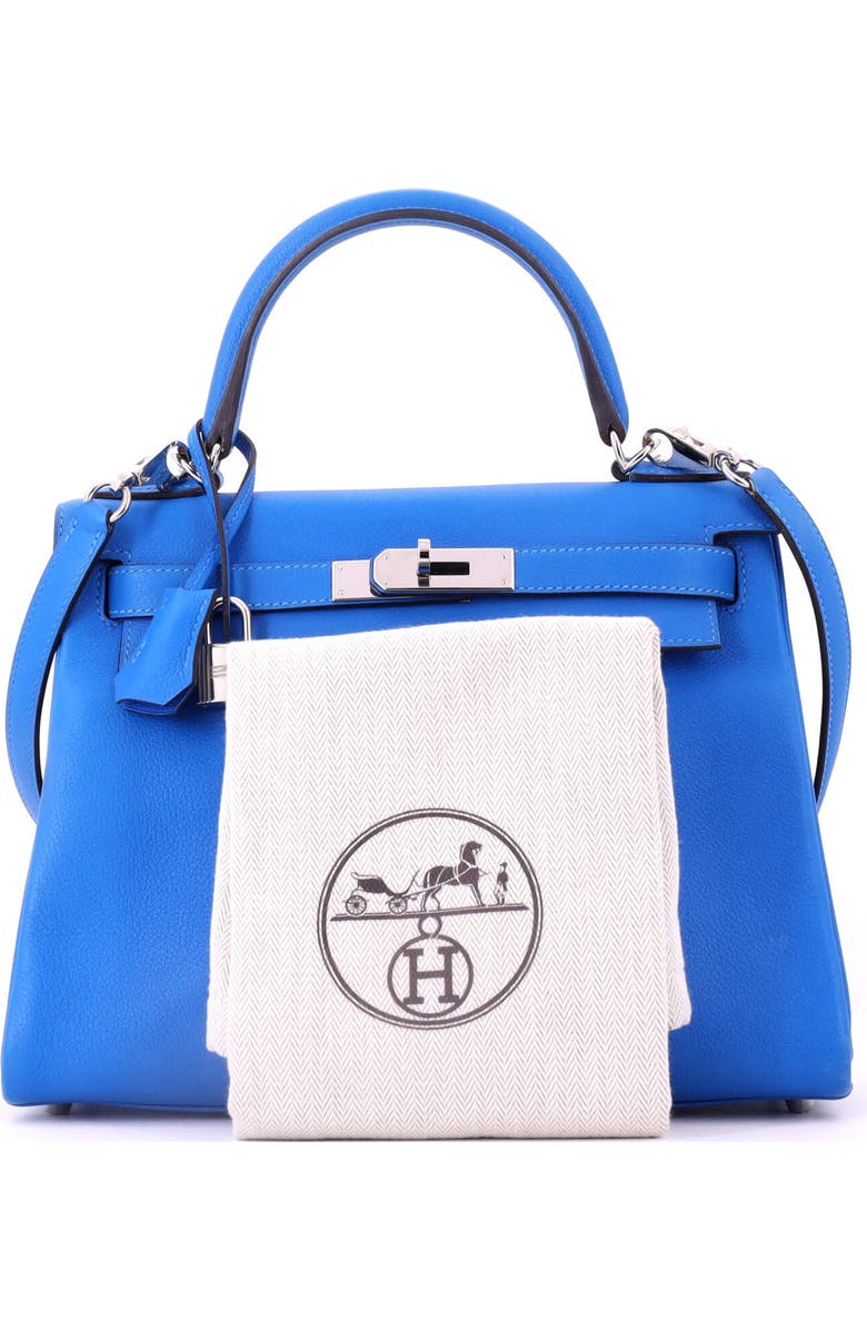 Pre-Owned Hermes Kelly Handbag Blue Evercolor with Palladium Hardware 28, Alternate, color, Bleu Hydra