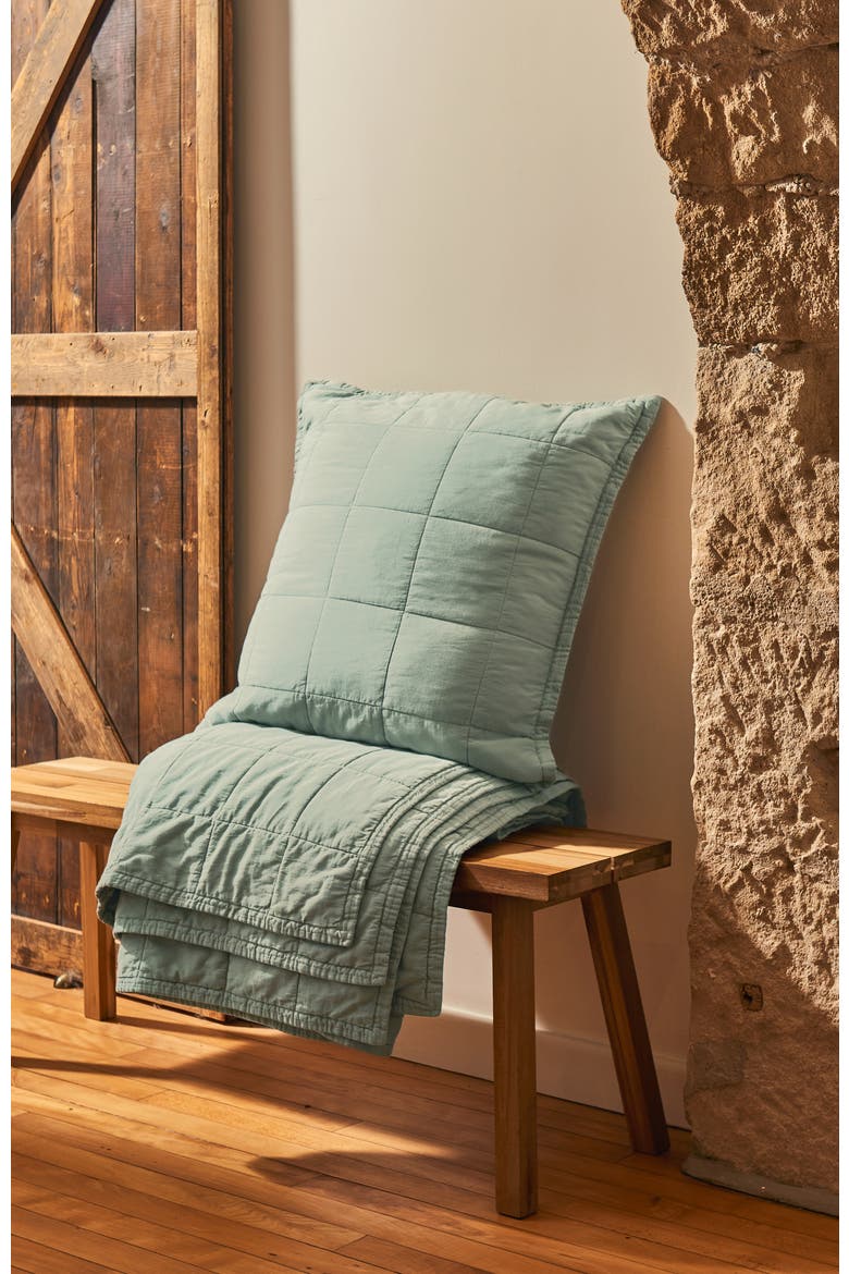 Laundered Cotton Luxury Percale Quilted Bedspread, Alternate, color, Sage Green