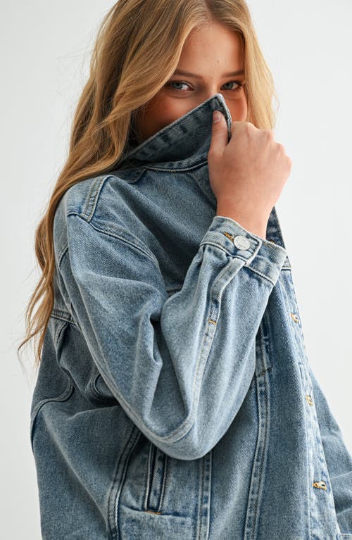 Jemina Denim The Aura Cropped Denim Jacket In Blue