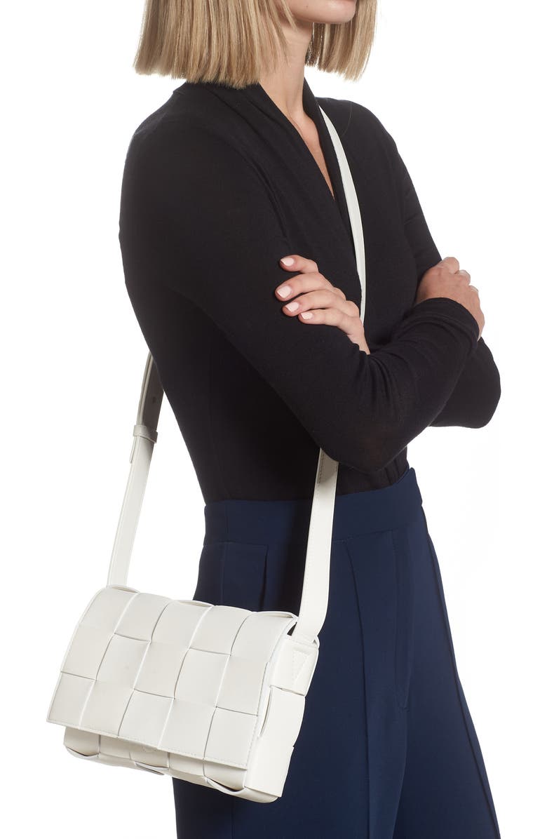 Bottega Veneta Intrecciato Leather Crossbody Bag, Alternate, color, White Gold