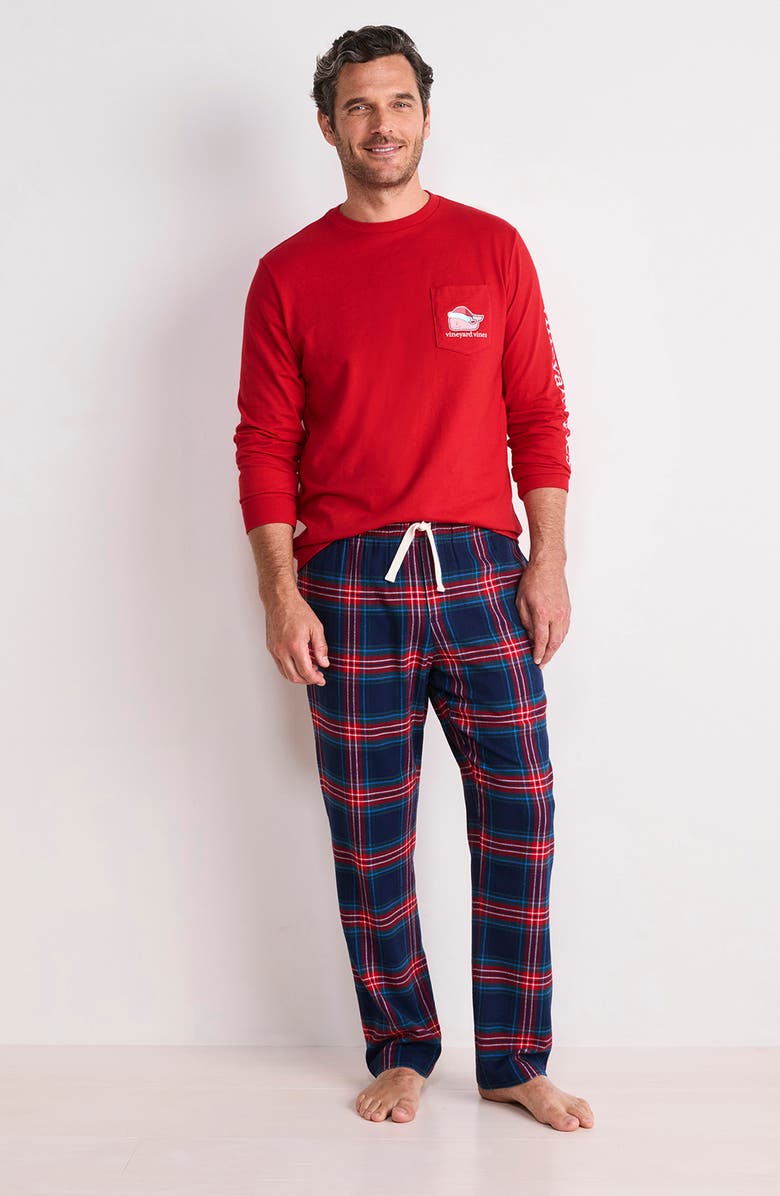 vineyard vines Santa Whale Cotton Graphic Long Sleeve T-Shirt, Alternate, color, Red Velvet