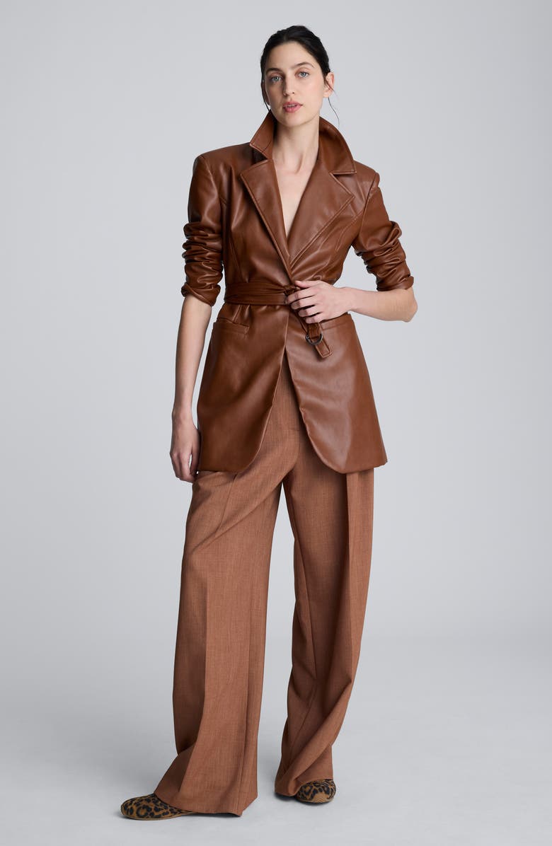 Kenneth Cole Faux Leather Trench Coat, Alternate, color, Dark Umber