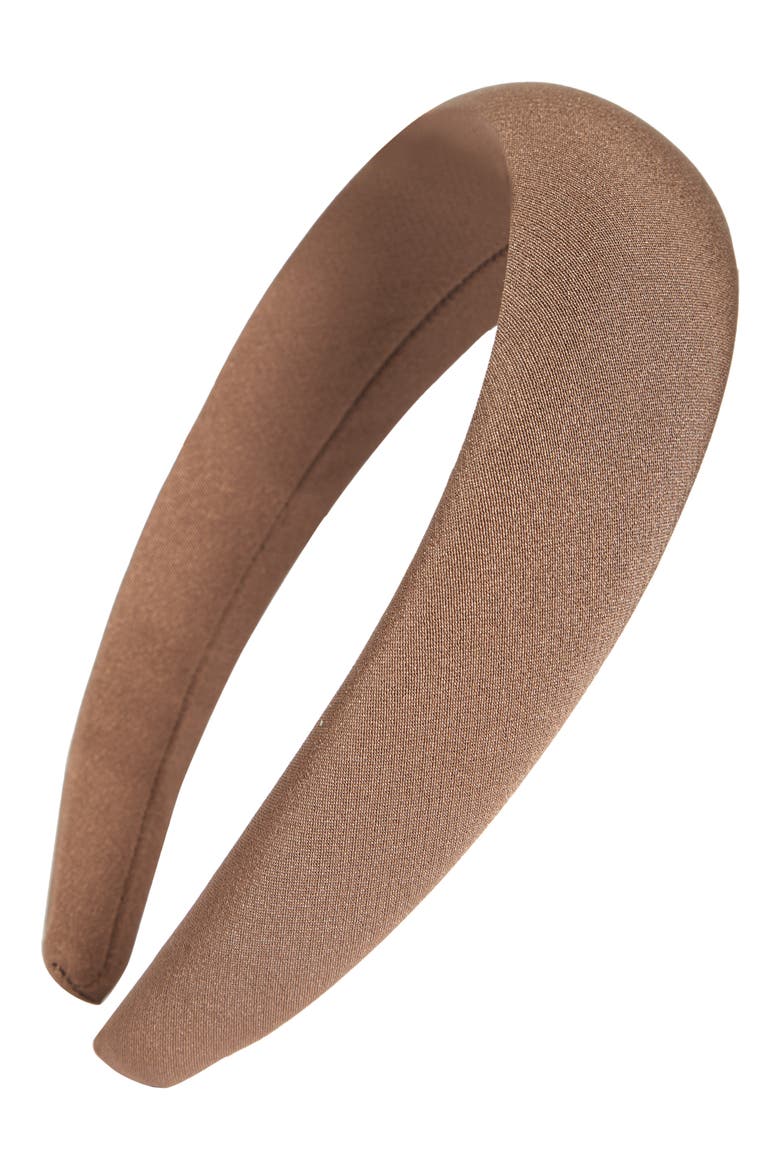 Puffy Silk Headband, Main, color, MOCHA