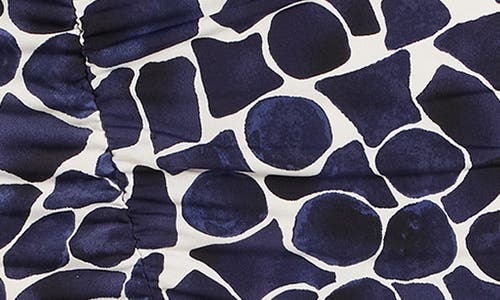Nic + Zoe Geo Pebble Side Ruche Knit Dress In Indigo Multi In Indigo Multi