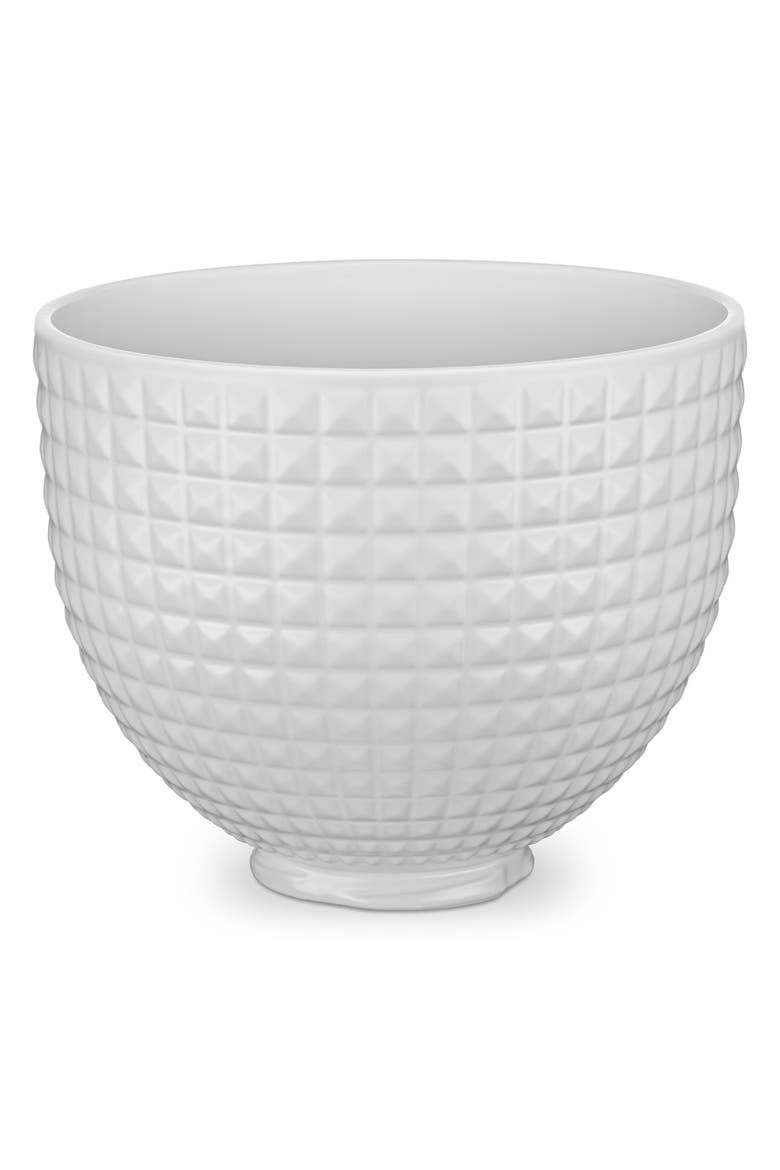 5 Quart Studded Ceramic Bowl, Main, color, White