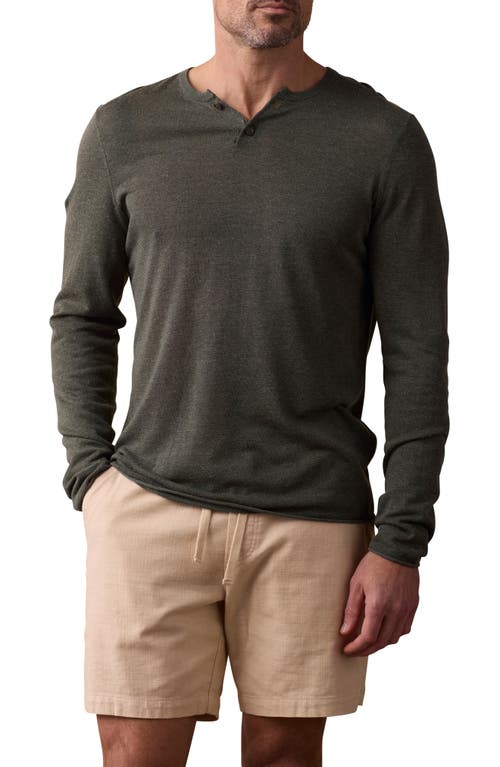 The Normal Brand Summer Henley Jumper In Olive Heather