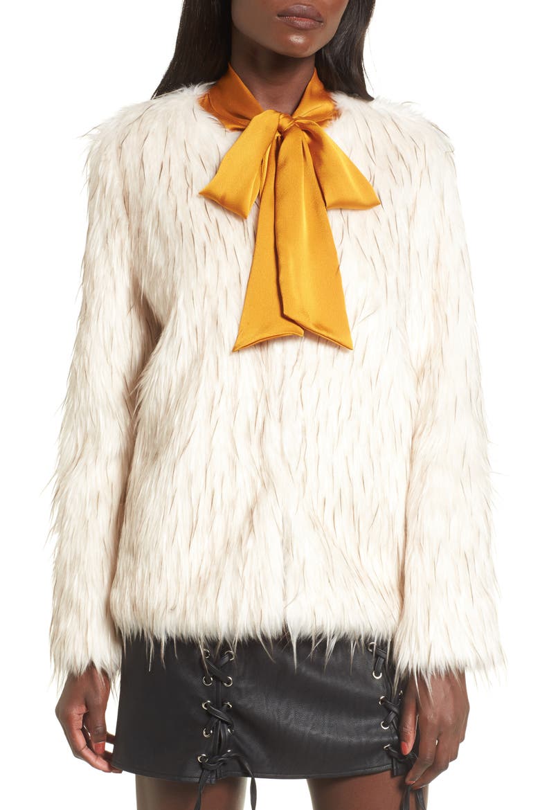 Aurora Faux Fur Jacket, Alternate, color, IVORY