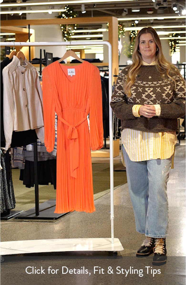 Pleated Long Sleeve Dress, sales video thumbnail