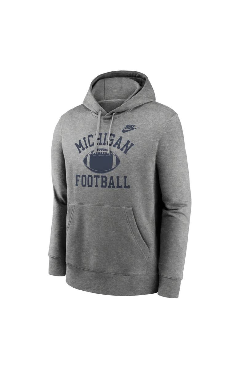 Nike Men's Nike Heather Gray Michigan Wolverines Legacy Football Icon Club Fleece Pullover Hoodie, Alternate, color, 