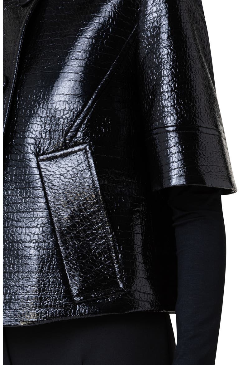 Short Sleeve Faux Leather Jacket, Alternate, color, BLACK