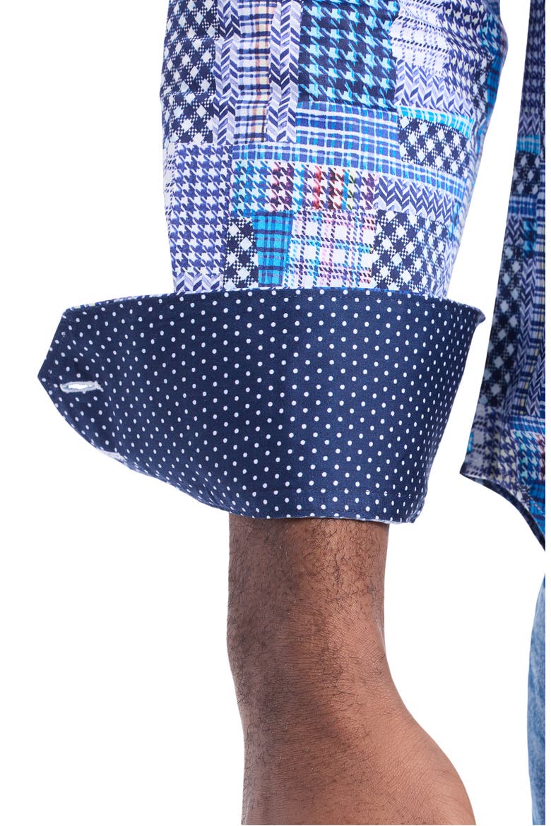 Westgrove Patchwork Print Button-Up Shirt, Alternate, color, MULTI BLUE