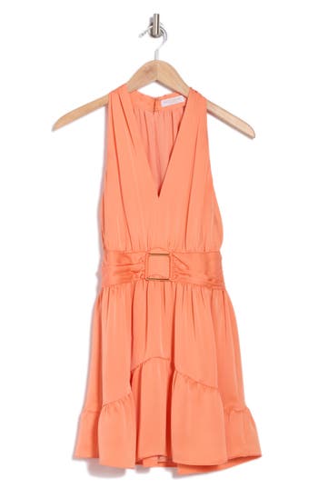 Shop Ramy Brook Clover Sleeveless Plunge Neck Minidress In Tropic Orange