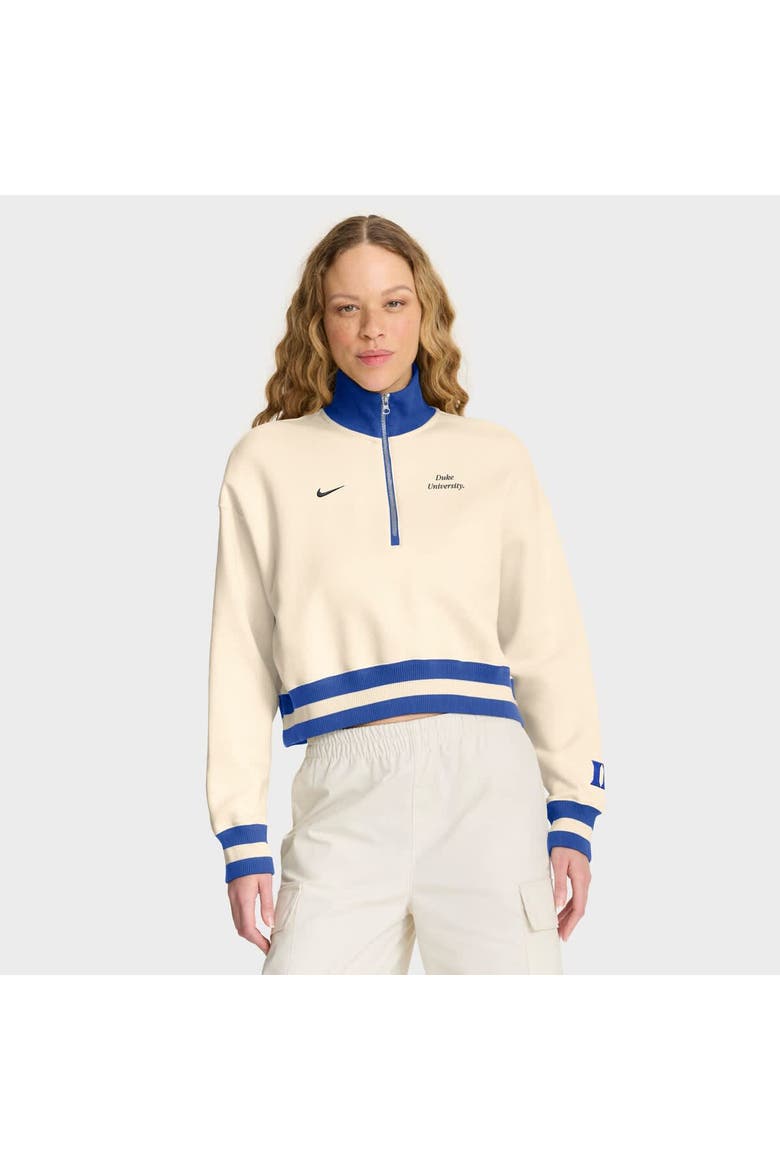 Women's Nike Tan Duke Blue Devils Legacy Half-Zip Sweatshirt, Main, color, Cream