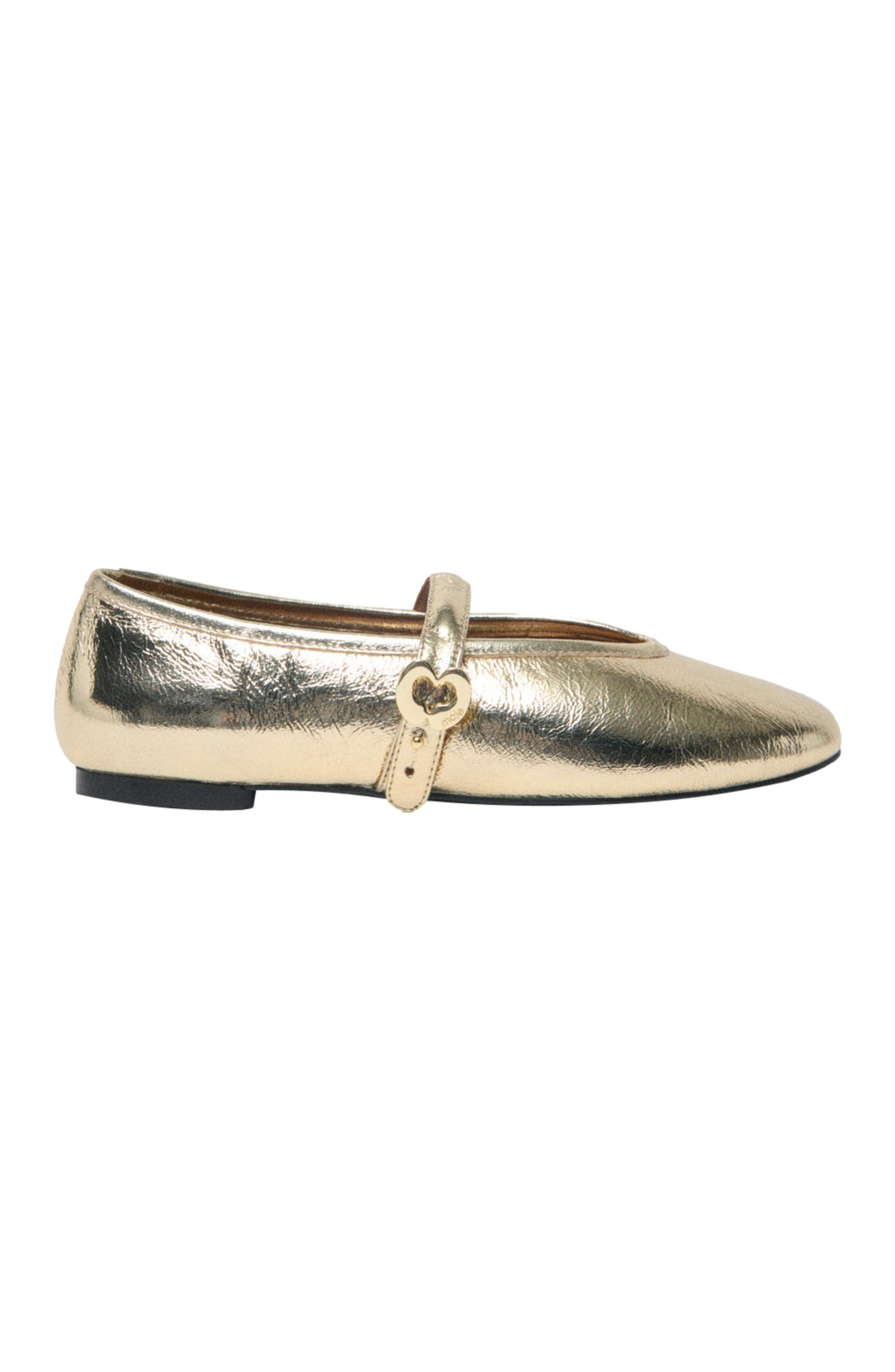 maje Metallic leather ballet flats, Main, color, Light Gold