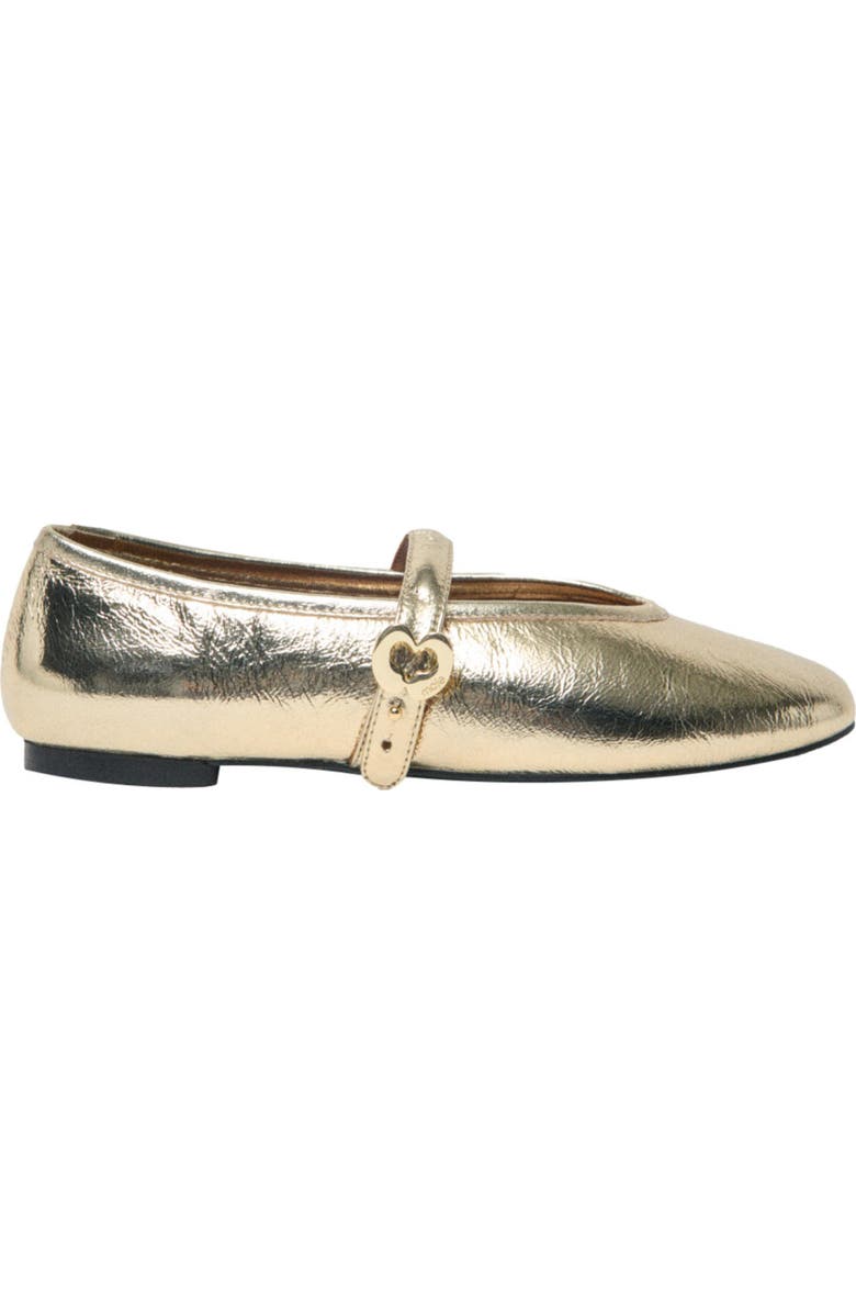 maje Metallic leather ballet flats, Main, color, Light Gold