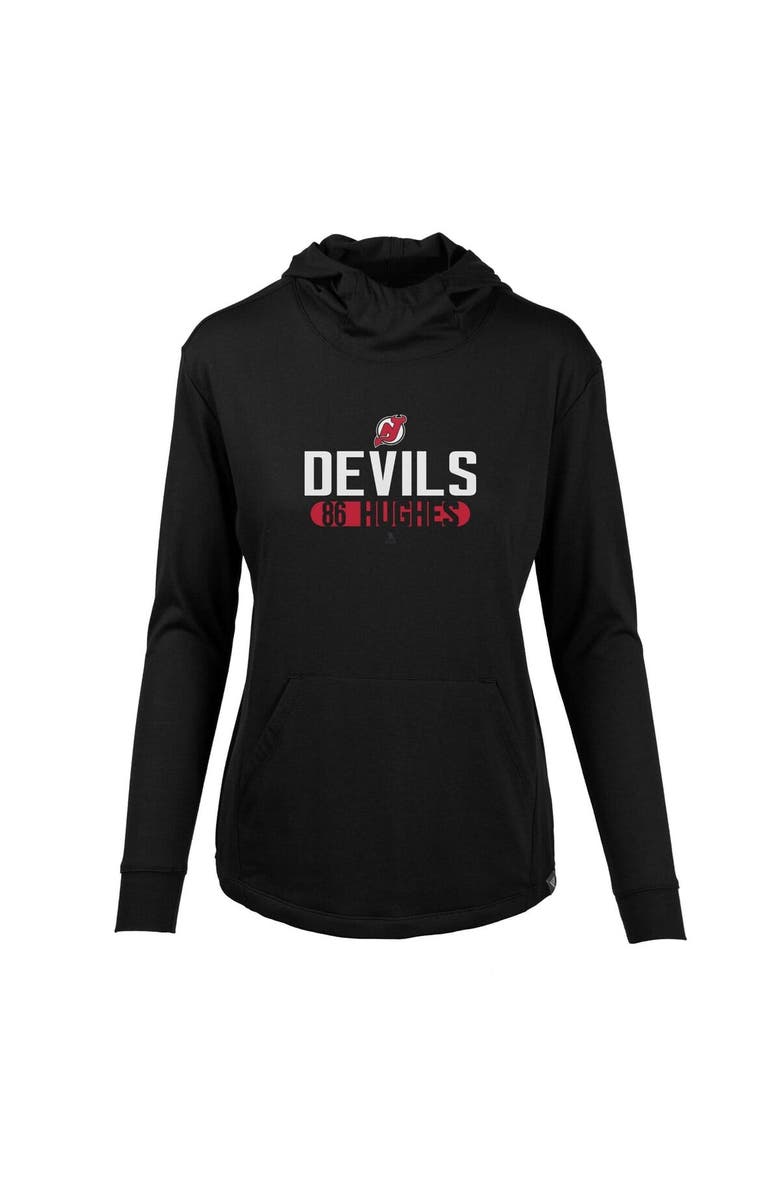 LEVELWEAR Women's Levelwear Jack Hughes Black New Jersey Devils Vivid Tracer Name & Number Pullover Hoodie, Main, color, Black