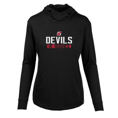 Women's Levelwear Jack Hughes Black New Jersey Devils Vivid Tracer Name & Number Pullover Hoodie