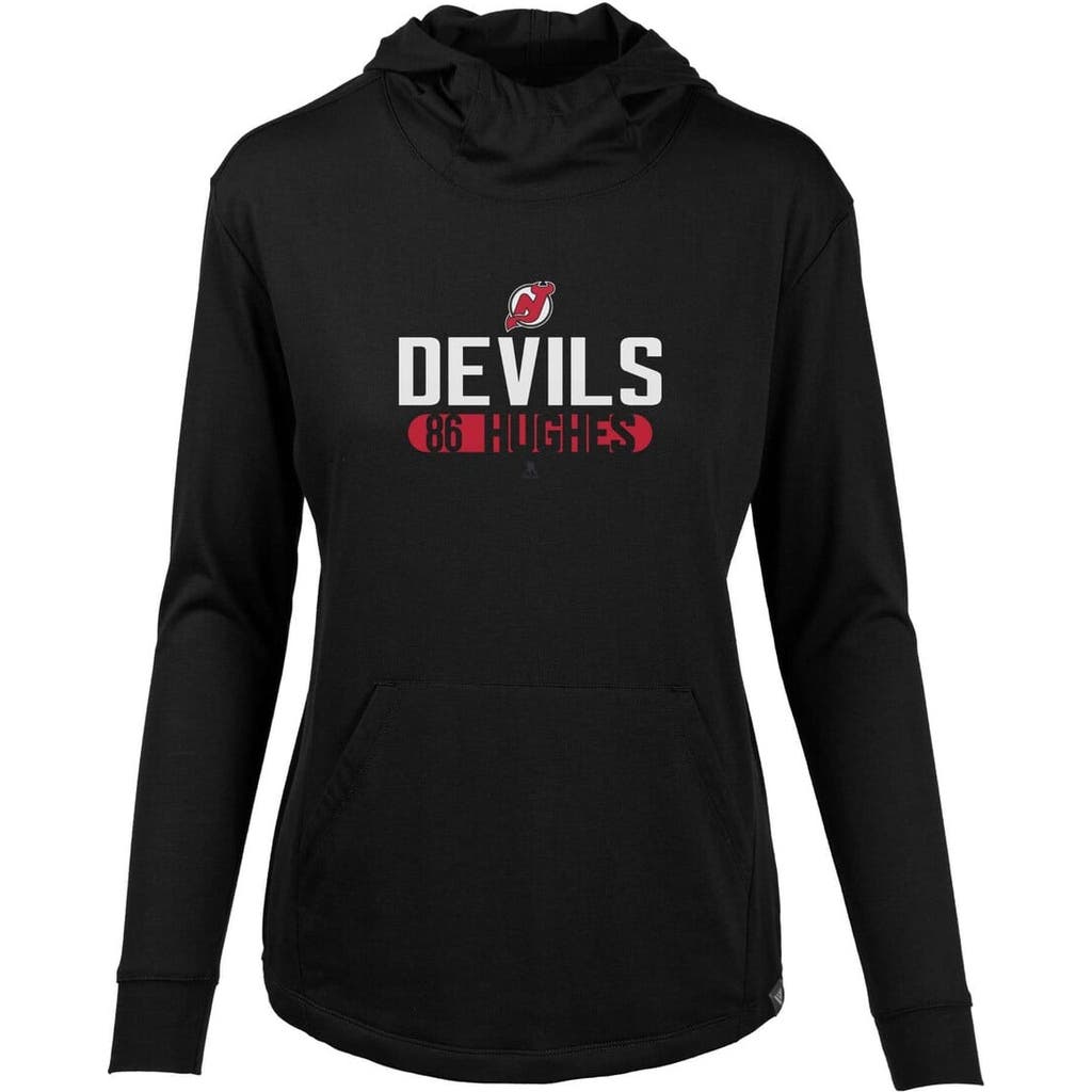 Levelwear Jack Hughes Black New Jersey Devils Vivid Tracer Name & Number Pullover Hoodie In Black