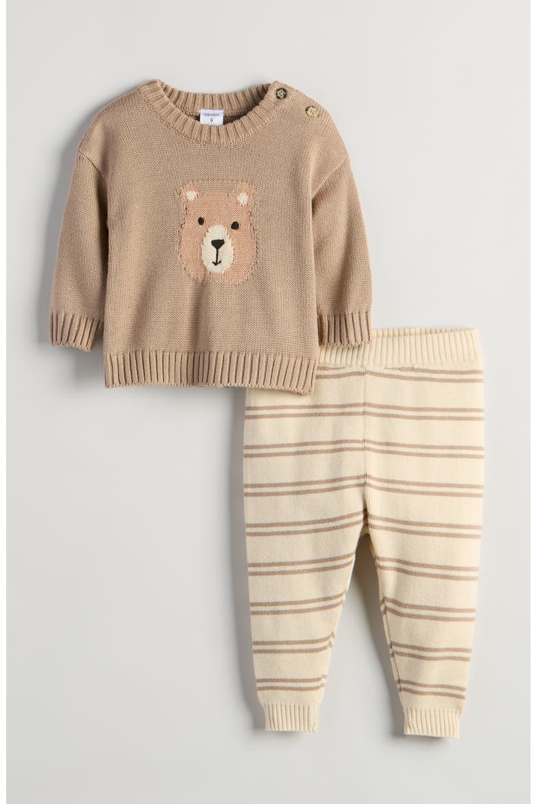 Icon Jacquard Sweater & Joggers Set, Main, color, BROWN AFFOGATO - BEIGE SWAN