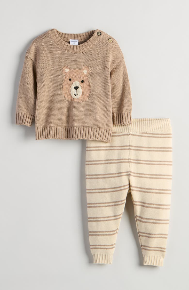 Nordstrom Icon Jacquard Sweater & Joggers Set, Main, color, Brown Affogato - Beige Swan