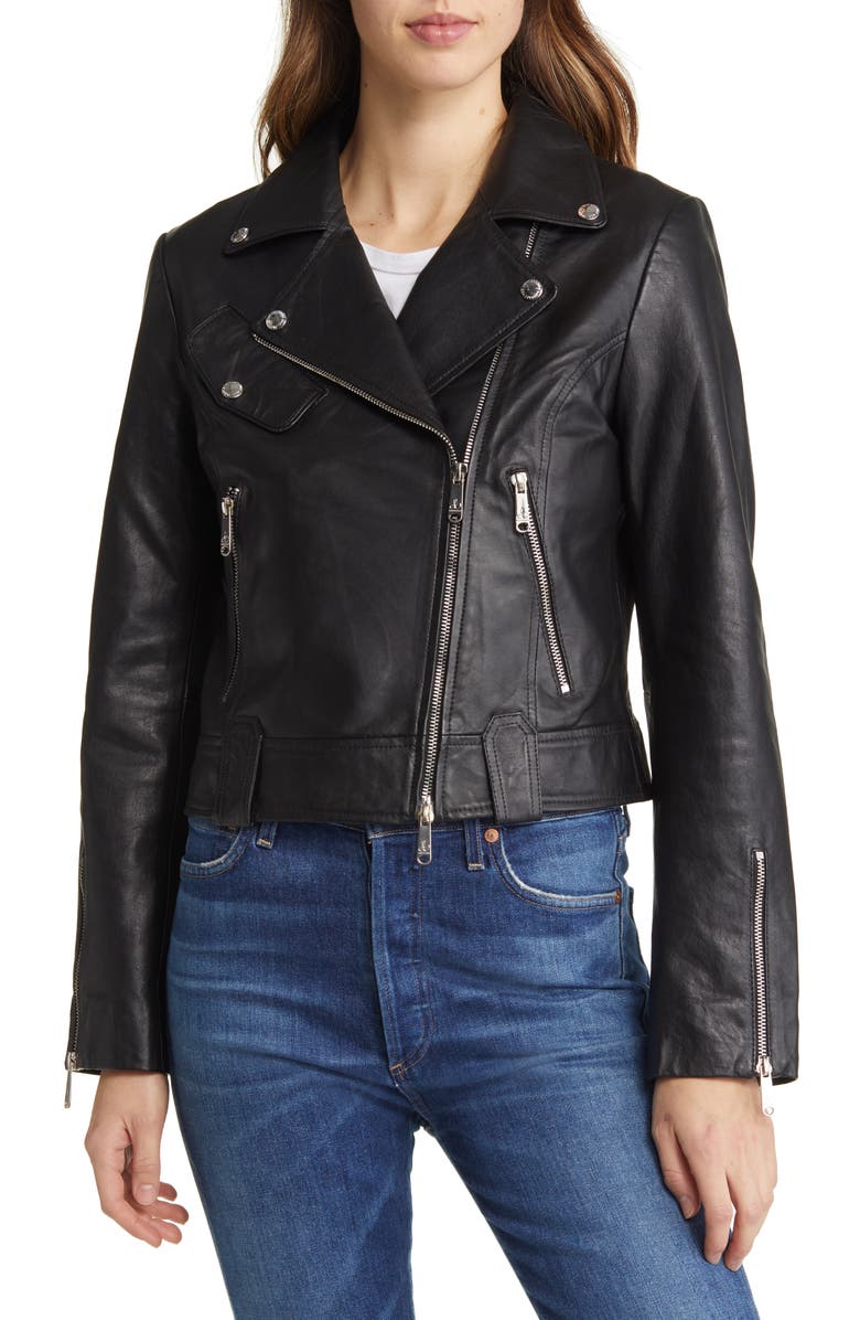 Sam Edelman Leather Moto Jacket, Alternate, color, 