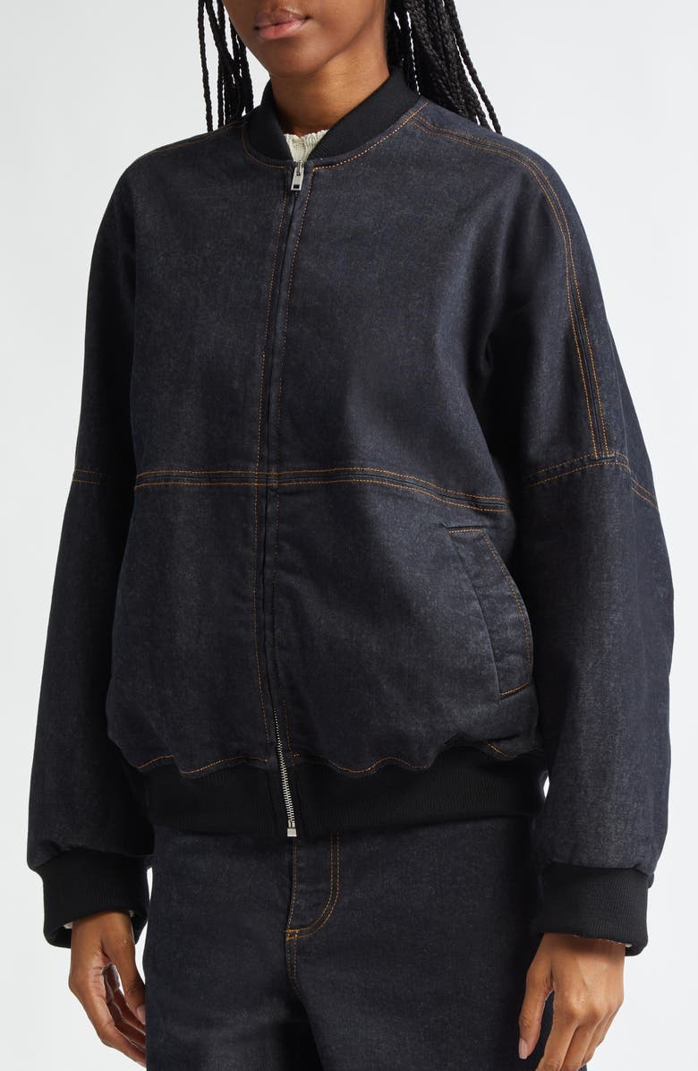 Marni Classic Denim Bomber Jacket, Alternate, color, 