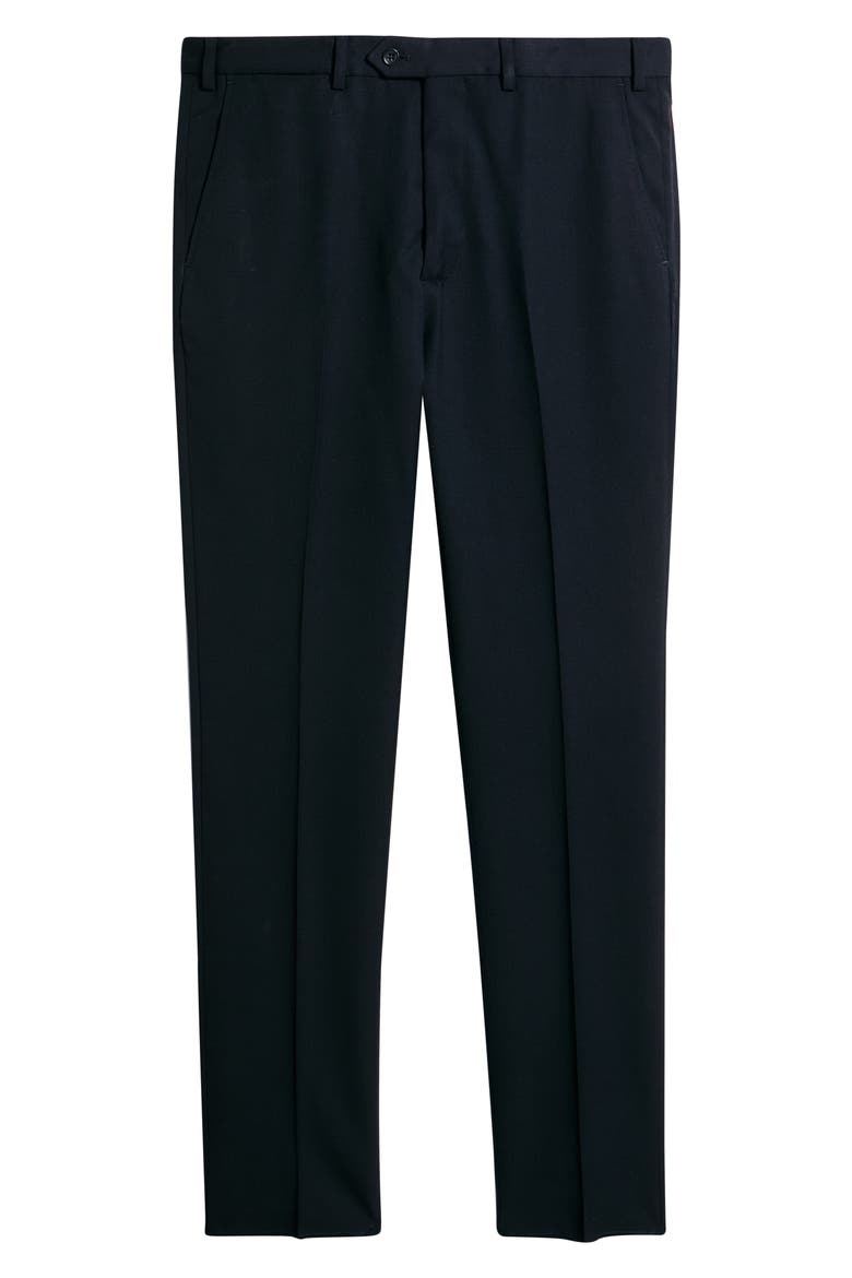 Flat Front Virgin Wool Dress Pants, Main, color, NAVY