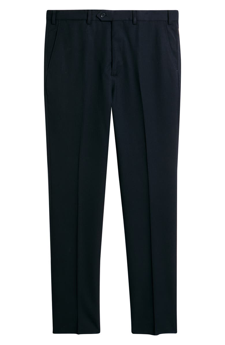 Emporio Armani Flat Front Virgin Wool Dress Pants, Main, color, Navy