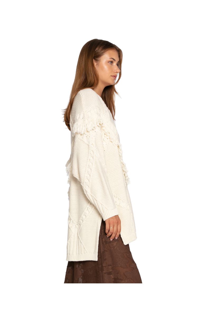 Tassel Line Fringe Oversized Sweater, Alternate, color, Natural