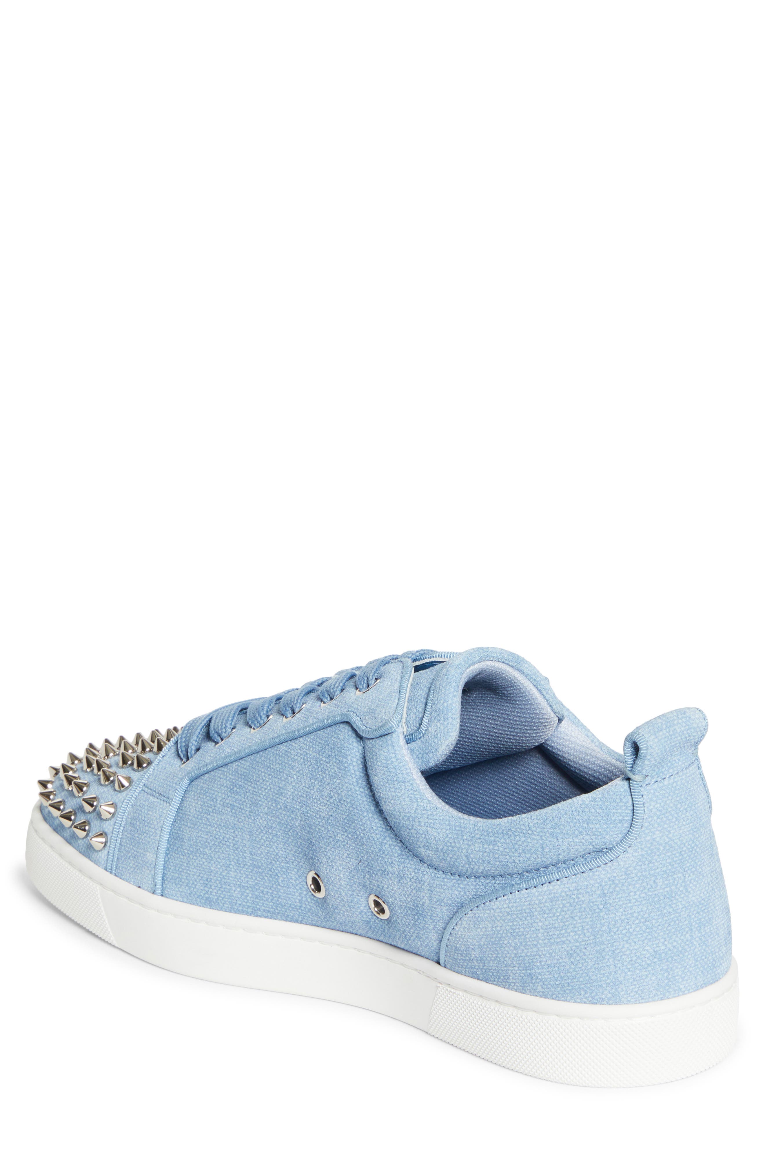 Christian Louboutin Louis Junior Spikes Orlato Sneaker, Alternate, color, Ceruleo/ Silver