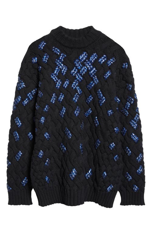 Dries Van Noten Embellished Virgin Wool Cable Knit Sweater In Black