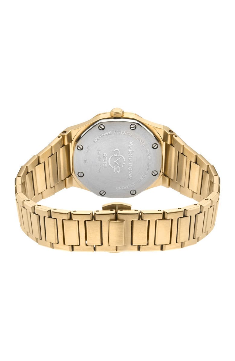 GV2 Palmanova Diamond Ion Plated Bracelet Watch, 33mm, Alternate, color, Gold