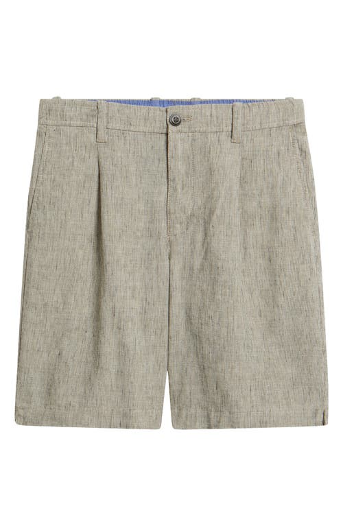 Tommy Bahama Isla Stripe Pleated Flat Front Linen Blend Shorts In Neutral