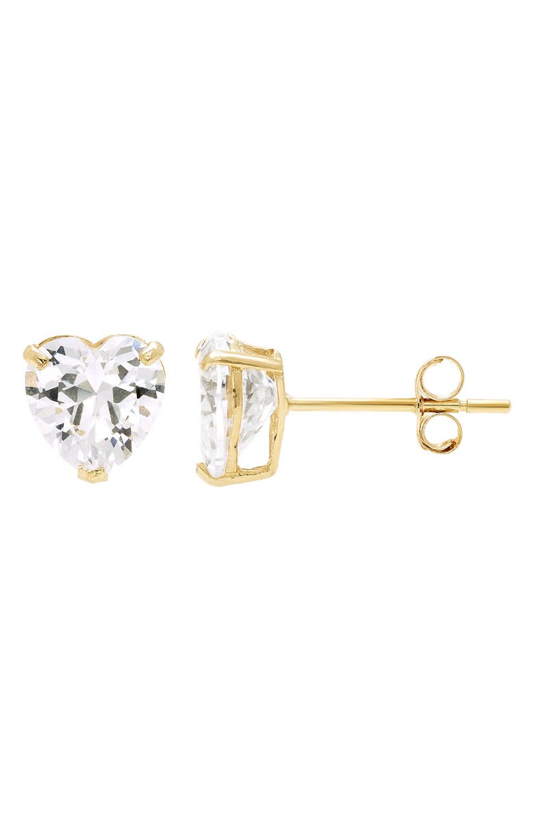 A&M 14K Yellow Gold Cubic Zirconia Heart Stud Earrings, Main, color, Yellow / White