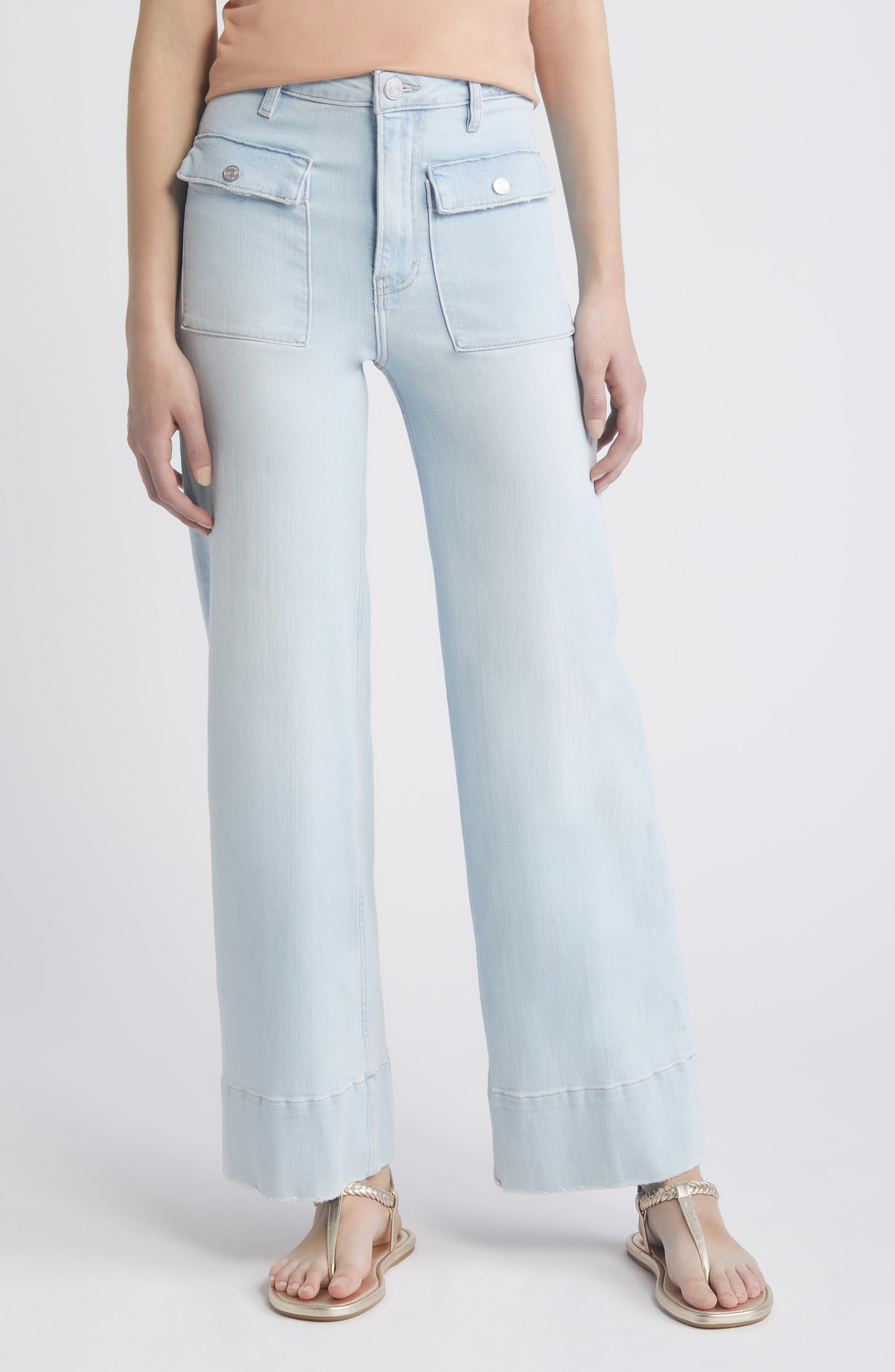 FRAME The '70s Patch Pocket Ankle Wide Leg Jeans